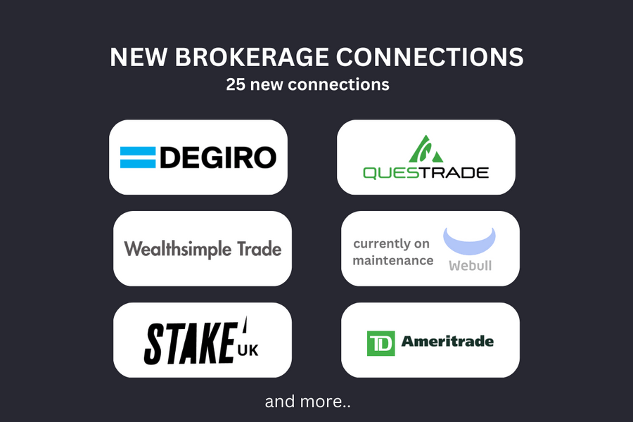 New brokerage connections - Questrade, Degiro, Wealthsimple, and others | April 2023 Product Update